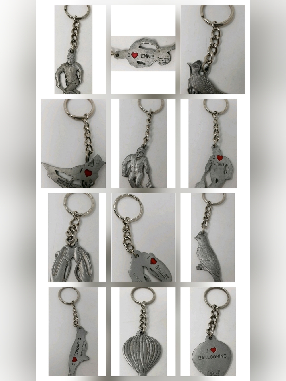 Vintage Rawcliffe Pewter Keychains - You Pick!